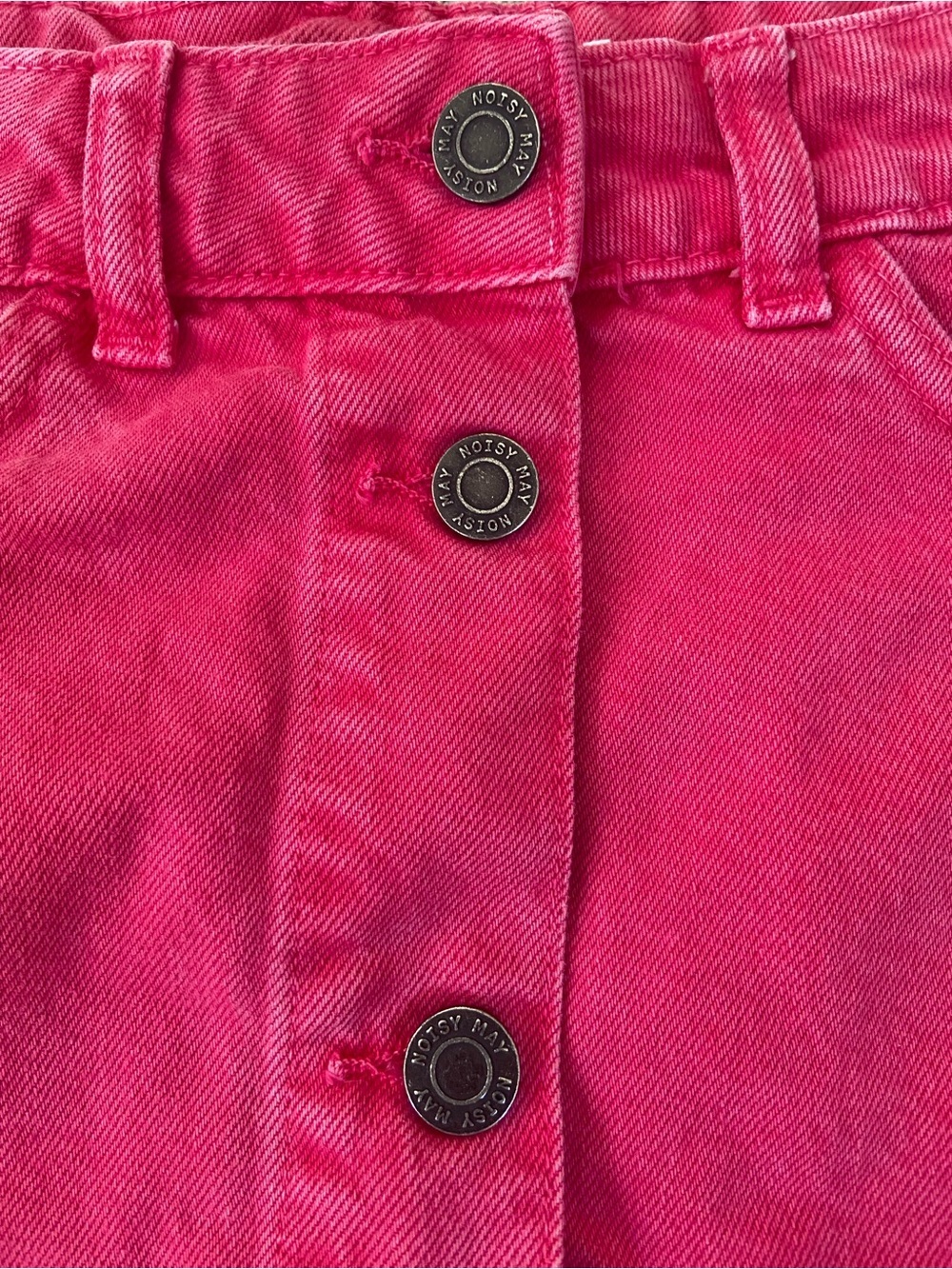 Hot Pink Button-Front A-Line Denim Skirt - Picture 9 of 10